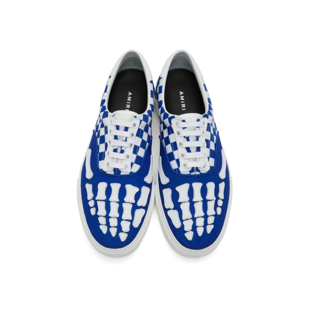 Checkered Skeleton Toe Sneakers Blue