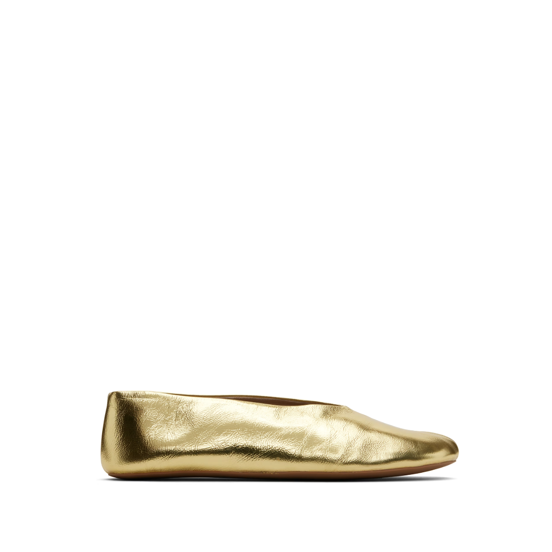 Stella Metallic-Leather Ballet Flats Gold