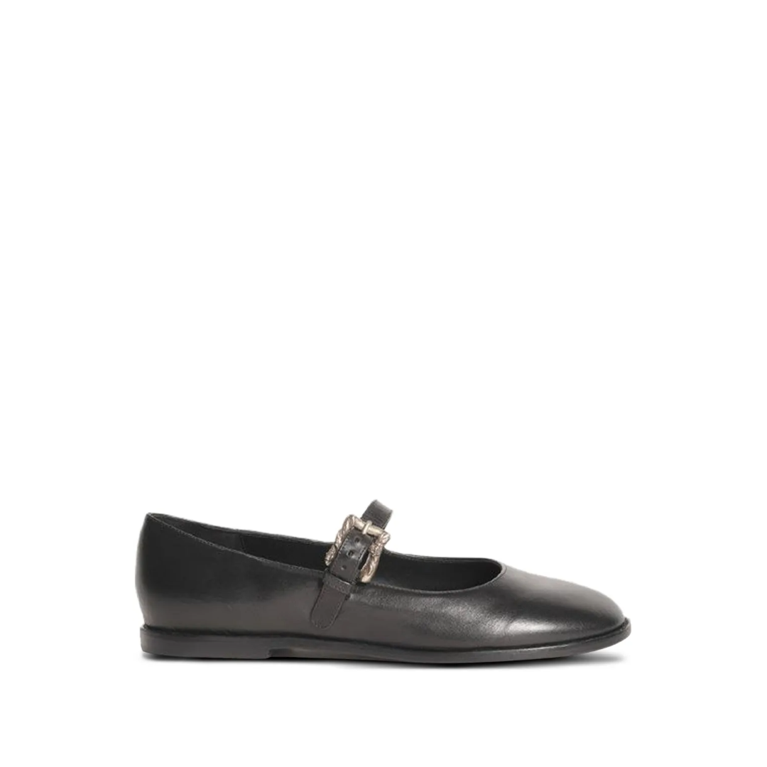 Leather Ballet Flat Black