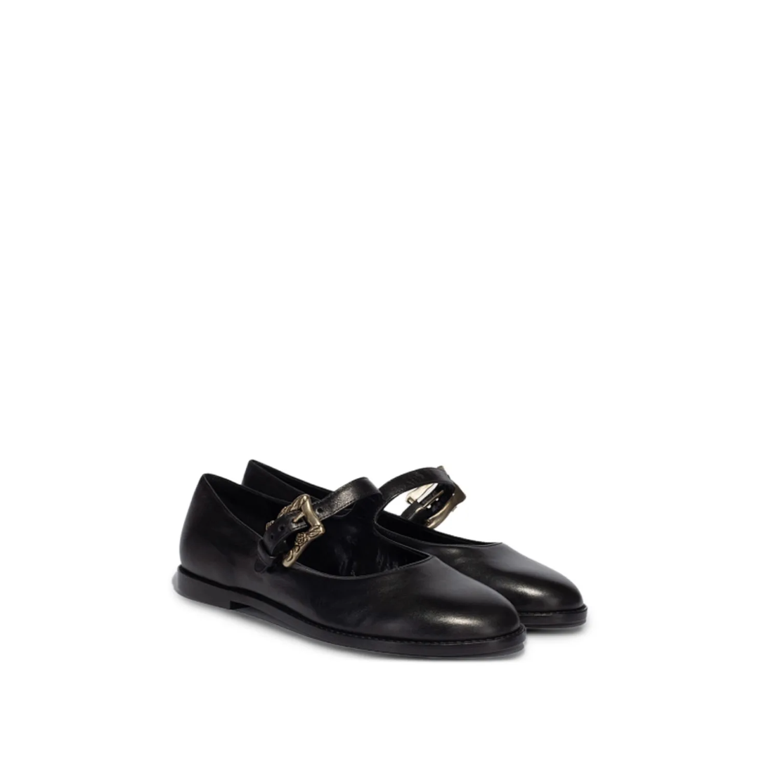 Leather Ballet Flat Black