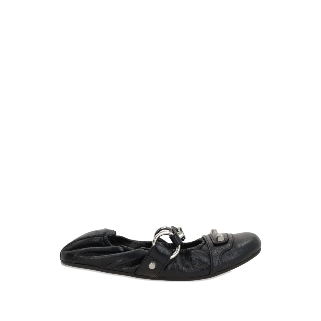 City Ballerina Leather Flats Black