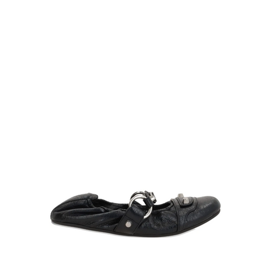 City Ballerina Leather Flats Black