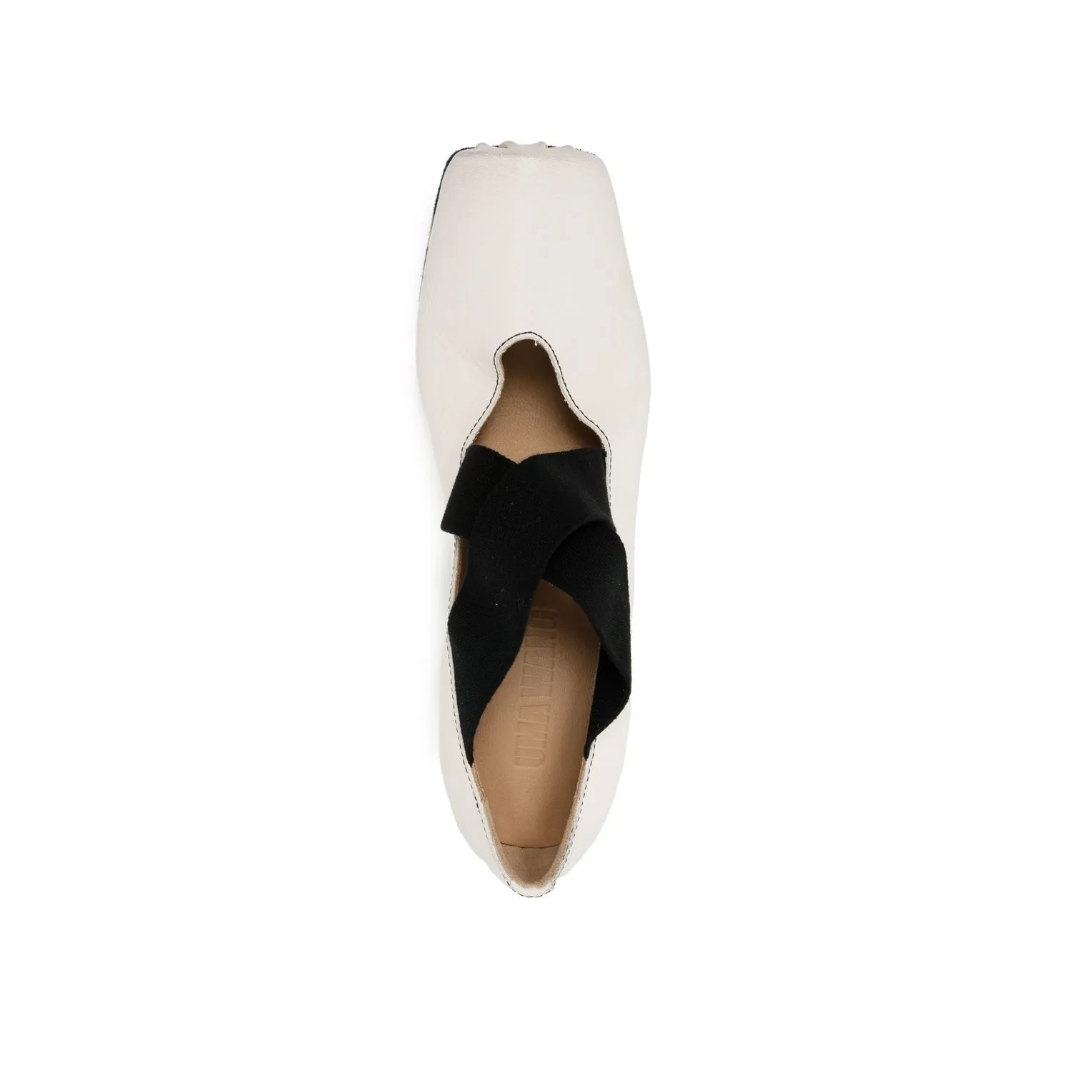 45mm Leather Ballerina Heels White