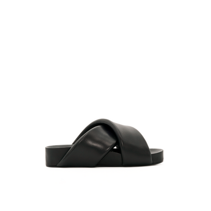 Cross-Strap Padded Leather Slide