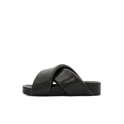 Cross-Strap Padded Leather Slide