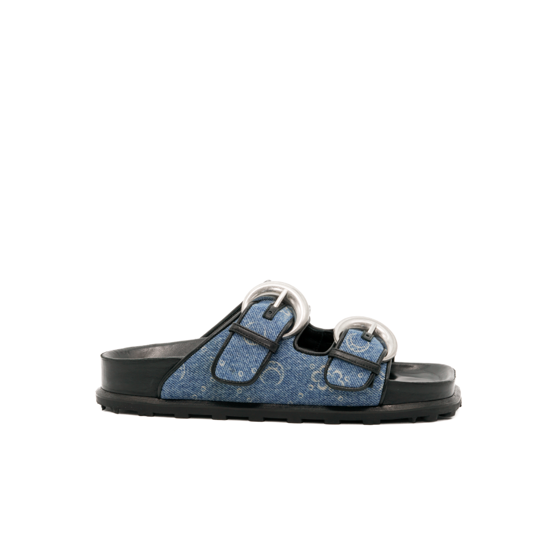 Regenerated Denim Monogram Sandals