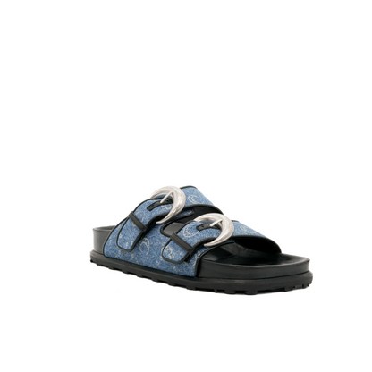 Regenerated Denim Monogram Sandals