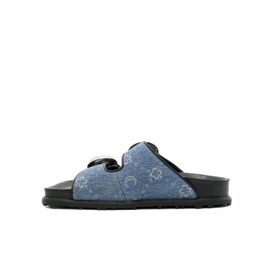 Regenerated Denim Monogram Sandals