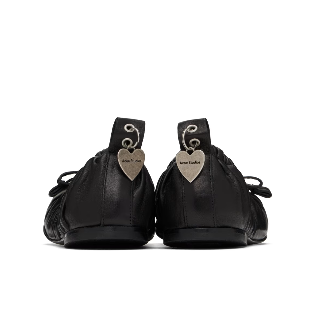Black Leather Ballerina Flats