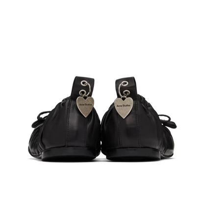 Black Leather Ballerina Flats