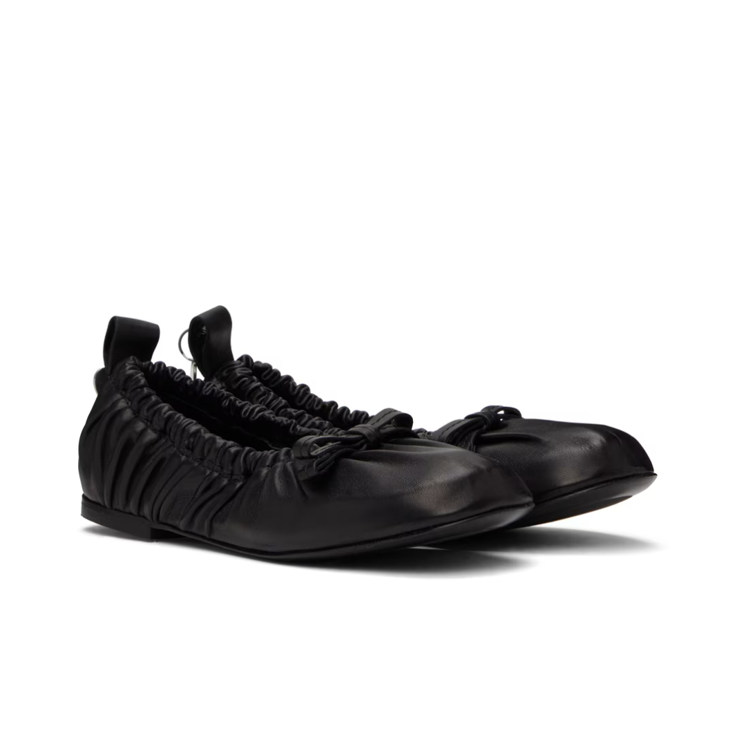 Black Leather Ballerina Flats