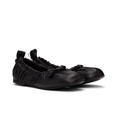 Black Leather Ballerina Flats