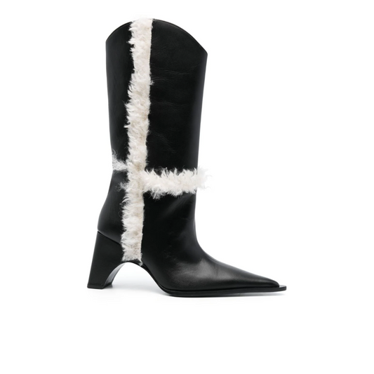 85mm Shearling-Detail Leather Boots