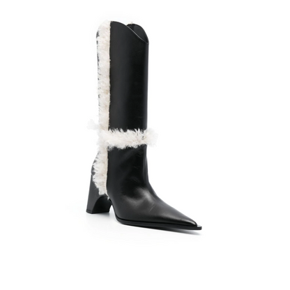 85mm Shearling-Detail Leather Boots