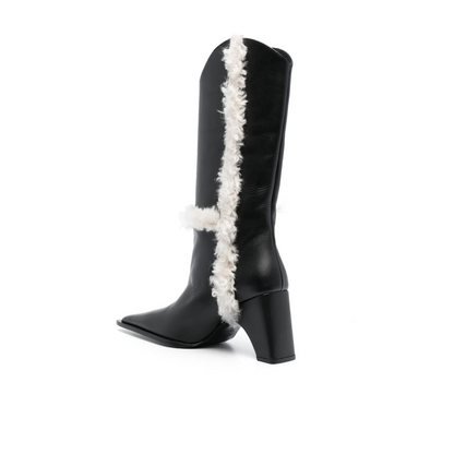 85mm Shearling-Detail Leather Boots