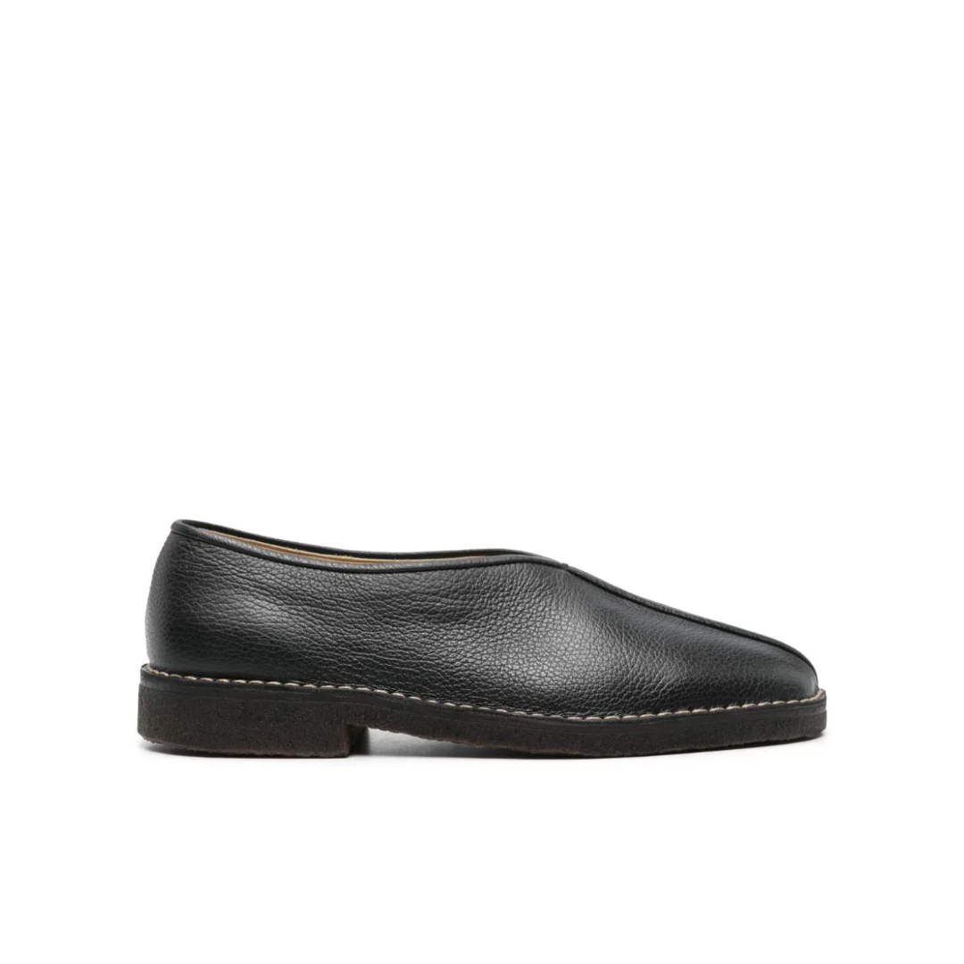 Square-Toe Leather Loafers