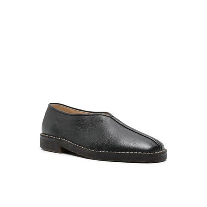 Square-Toe Leather Loafers