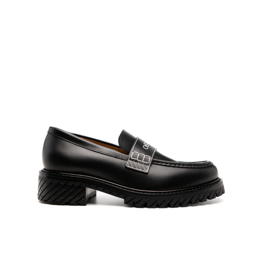 Military Logo-Print Leather Loafers