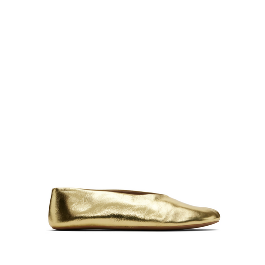 Stella Metallic-Leather Ballet Flats Gold