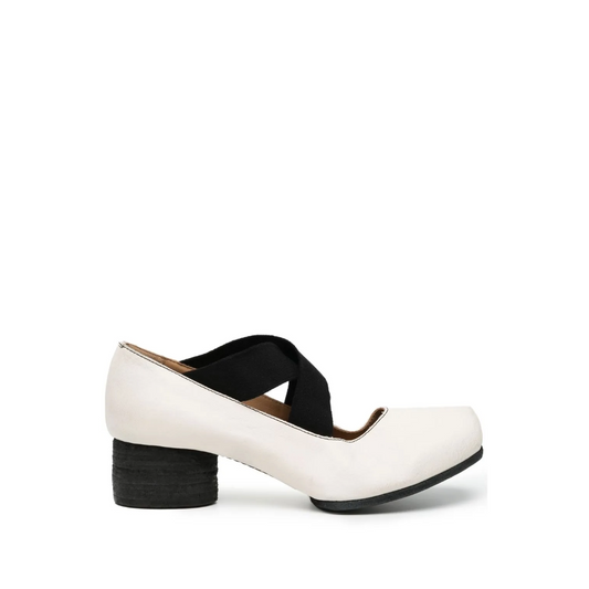 45mm Leather Ballerina Heels White