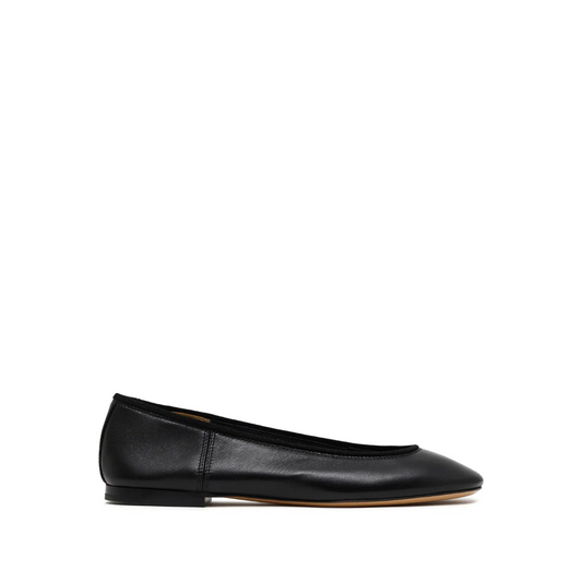 Leather Ballerina Flats Black